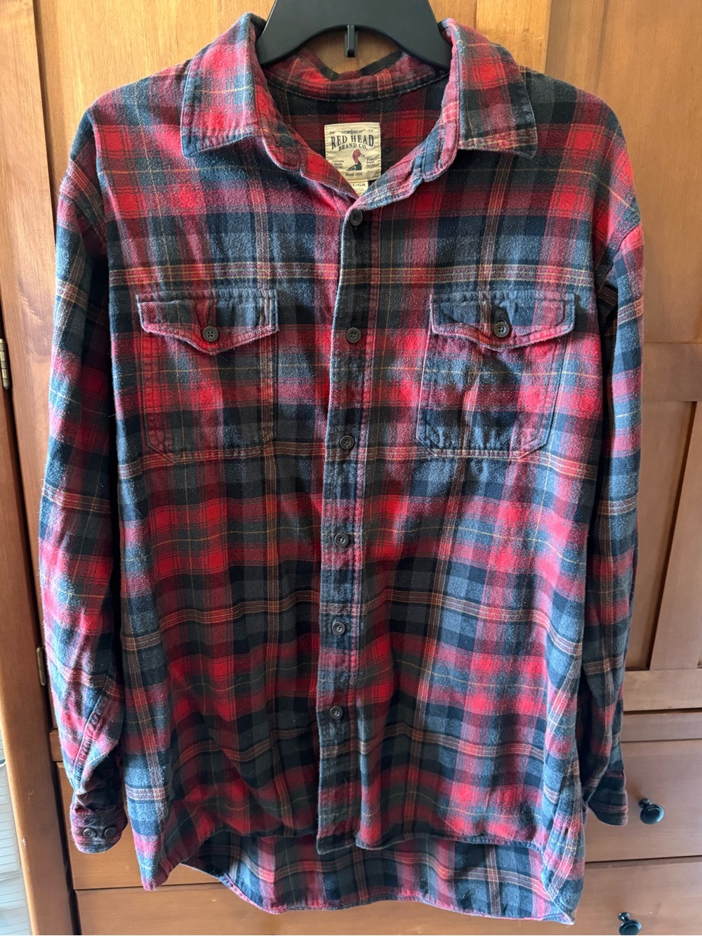 RedHead Brand Co. Men's Plaid Flannel Button-Up Shirt - Size Large Tall (LT) Red